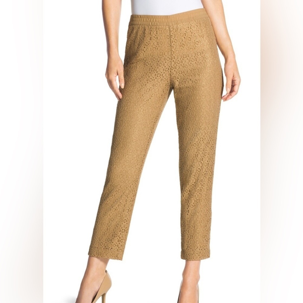 Chicos Pull On Lace Pants Ankle 00 Arabian Camel Tan XS